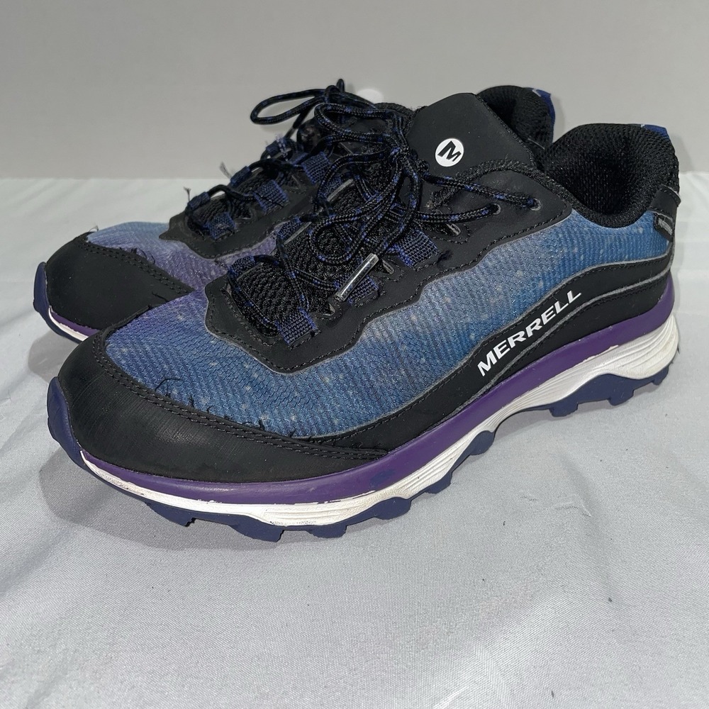 Merrell Moab Speed Shoes Youth Size 5‎ Blue Black Athletic Hiking Sneakers